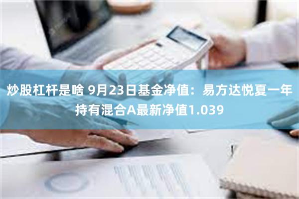 炒股杠杆是啥 9月23日基金净值：易方达悦夏一年持有混合A最