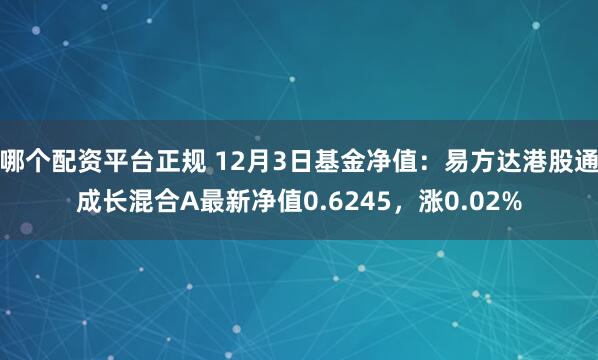 哪个配资平台正规 12月3日基金净值：易方达港股通成长混合A最新净值0.6245，涨0.02%