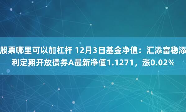 股票哪里可以加杠杆 12月3日基金净值：汇添富稳添利定期开放债券A最新净值1.1271，涨0.02%