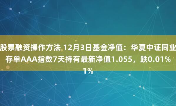 股票融资操作方法 12月3日基金净值：华夏中证同业存单AAA指数7天持有最新净值1.055，跌0.01%