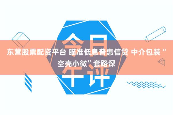 东营股票配资平台 瞄准低息普惠信贷 中介包装“空壳小微”套路深