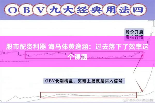 股市配资利器 海马体黄逸涵：过去落下了效率这个课题