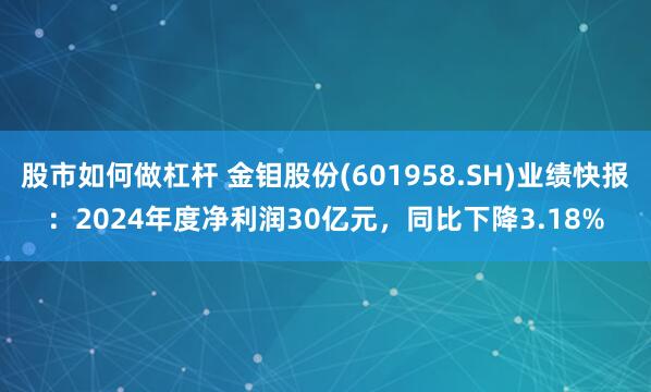 股市如何做杠杆 金钼股份(601958.SH)业绩快报：2024年度净利润30亿元，同比下降3.18%