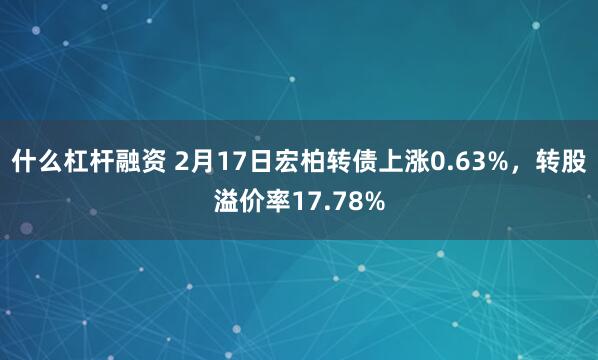 什么杠杆融资 2月17日宏柏转债上涨0.63%，转股溢价率17.78%